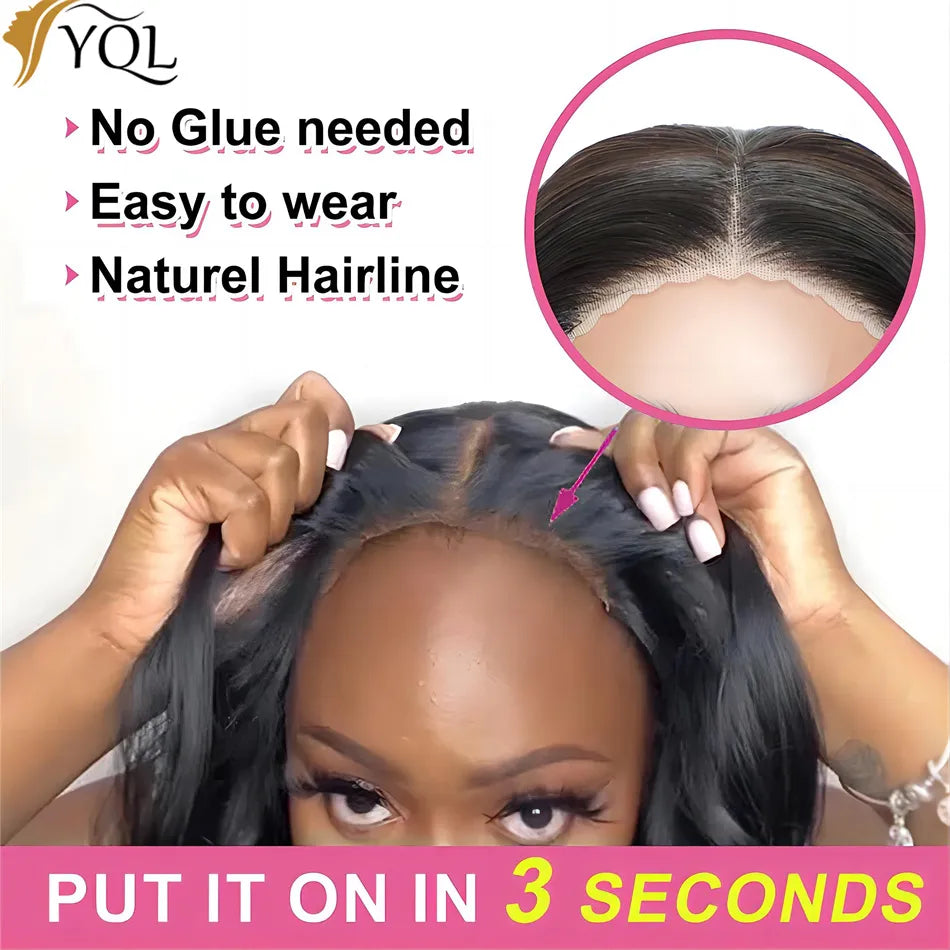 Glueless Bob Hair Wig Human Hair Ready To Wear Straight HD Transprent 36 Inch 4x4 Lace Closure Wigs For Women Human Hair