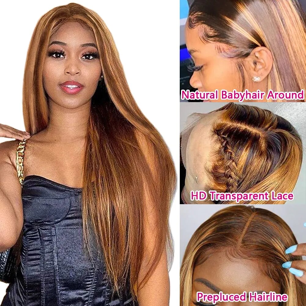 4x4 Transparent Highlight Lace Front Wig With Closure