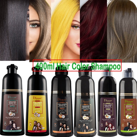Natural Ginseng Essence Instant Hair Dye Black Shampoo Instant Hair Color Cream Cover Hair ColoringShampoo Glod Red Coffee Brown