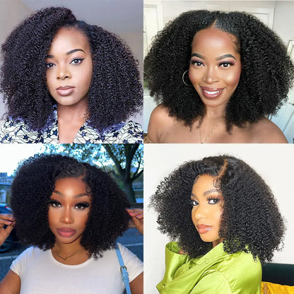 250% Density Afro Kinky Curly Human Hair Wigs For Women Indian 13x4 Lace Frontal Wig 4x1 T Part Wig With Transparent Lace Remy